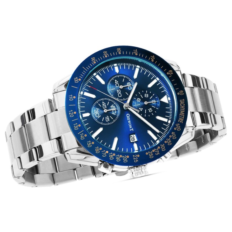Zegarek Męski GIEWONT PrimeChrono GW8620-2 Chronograf Silver/Blue