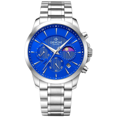 Zegarek Męski Giewont Chronograph Sapphire Srebrno Niebieski GW9460-B3