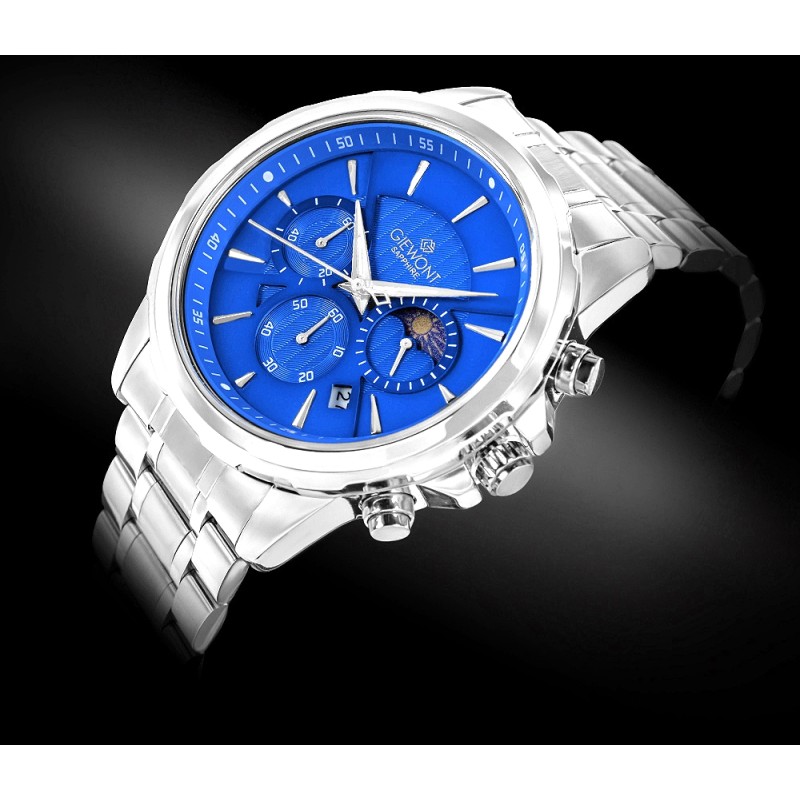 Zegarek Męski Giewont Chronograph Sapphire Srebrno Niebieski GW9460-B3