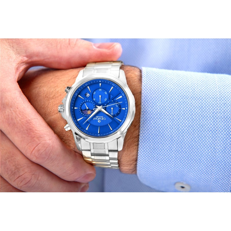 Zegarek Męski Giewont Chronograph Sapphire Srebrno Niebieski GW9460-B3