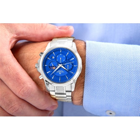 Zegarek Męski Giewont Chronograph Sapphire Srebrno Niebieski GW9460-B3