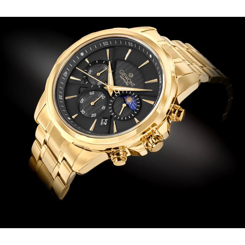 Zegarek Męski Giewont Chronograph Sapphire Złoto Czarny GW9460-B4