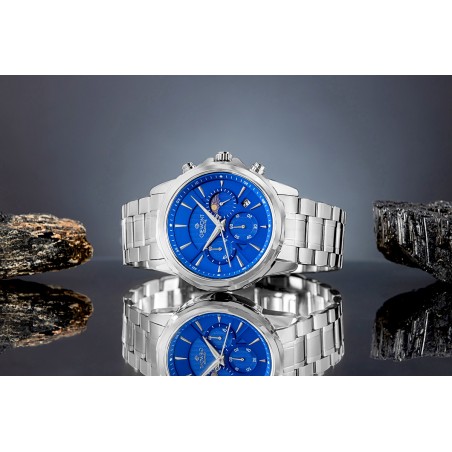 Zegarek Męski Giewont Chronograph Sapphire Srebrno Niebieski GW9460-B3