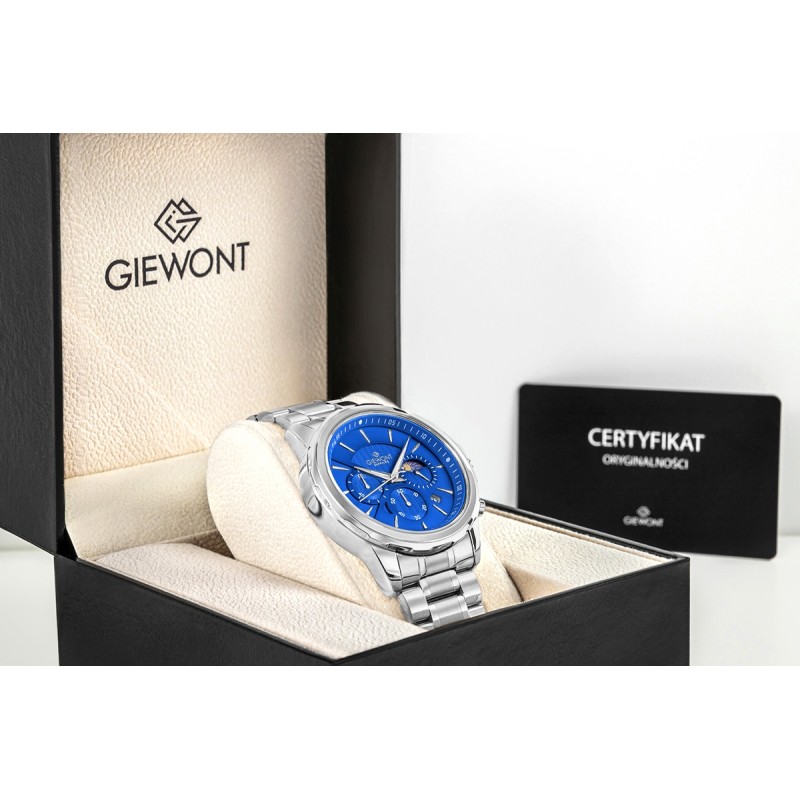 Zegarek Męski Giewont Chronograph Sapphire Srebrno Niebieski GW9460-B3