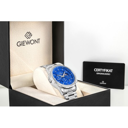 Zegarek Męski Giewont Chronograph Sapphire Srebrno Niebieski GW9460-B3