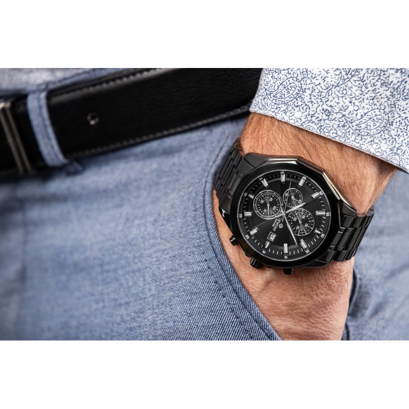 Zegarek Męski Giewont Chronograph Sapphire Czarny GW7290-B1