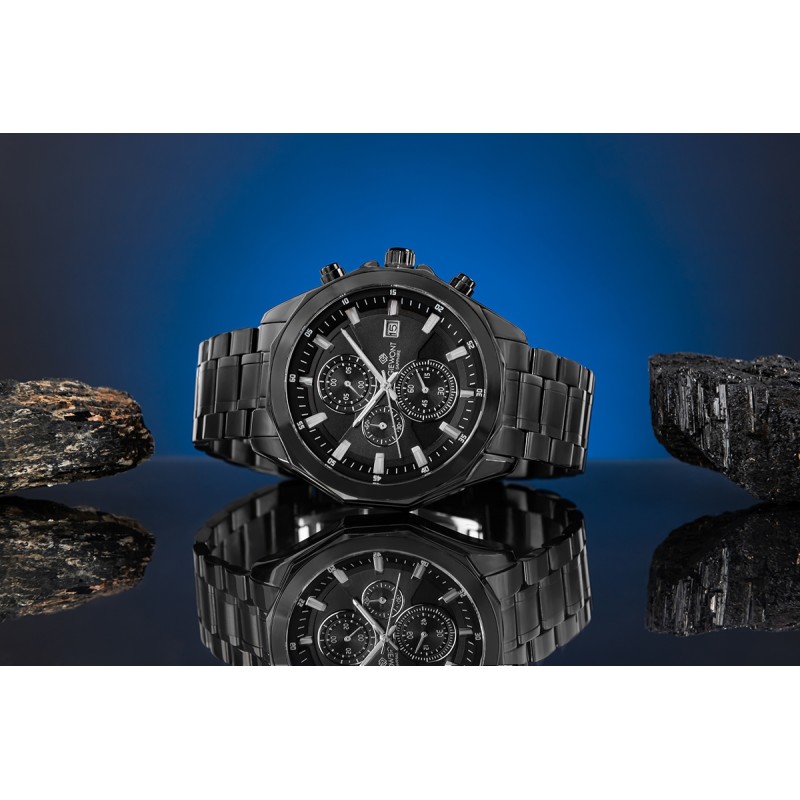Zegarek Męski Giewont Chronograph Sapphire Czarny GW7290-B1