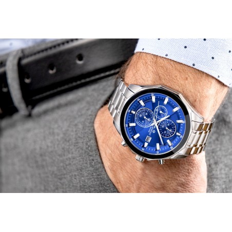 Zegarek Męski Giewont Chronograph Sapphire Srebrno Niebieski GW7290-B3