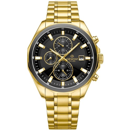 Zegarek Męski Giewont Chronograph Sapphire Złoto Czarny GW7290-B4
