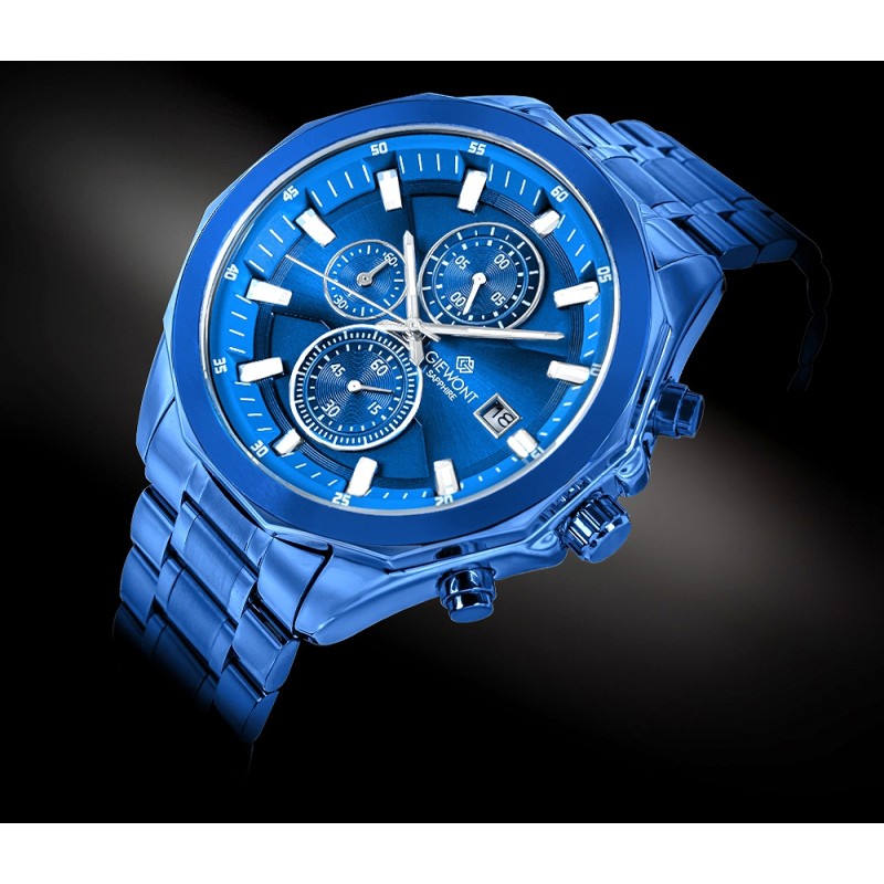 Zegarek Męski Giewont Chronograph Sapphire Niebieski GW7290-B5