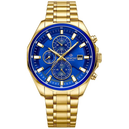 Zegarek Męski Giewont Chronograph Sapphire Złoto Niebieski GW7290-B6