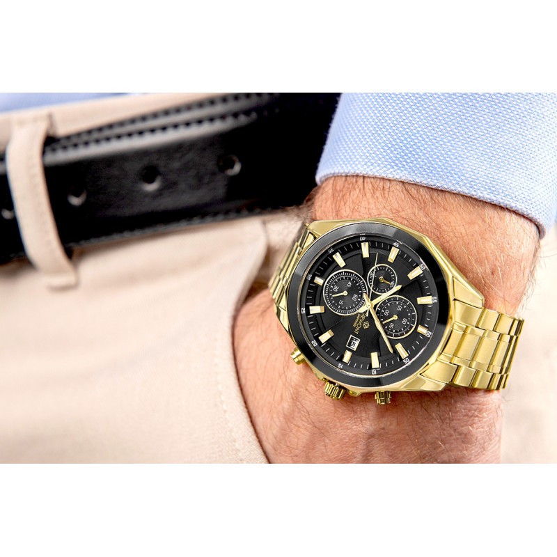 Zegarek Męski Giewont Chronograph Sapphire Złoto Czarny GW7290-B4