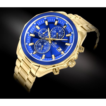 Zegarek Męski Giewont Chronograph Sapphire Złoto Niebieski GW7290-B6