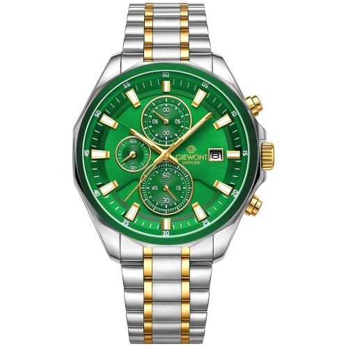 Zegarek Męski Giewont Chronograph Sapphire Srebrno Zielony GW7290-B7