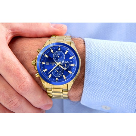 Zegarek Męski Giewont Chronograph Sapphire Złoto Niebieski GW7290-B6