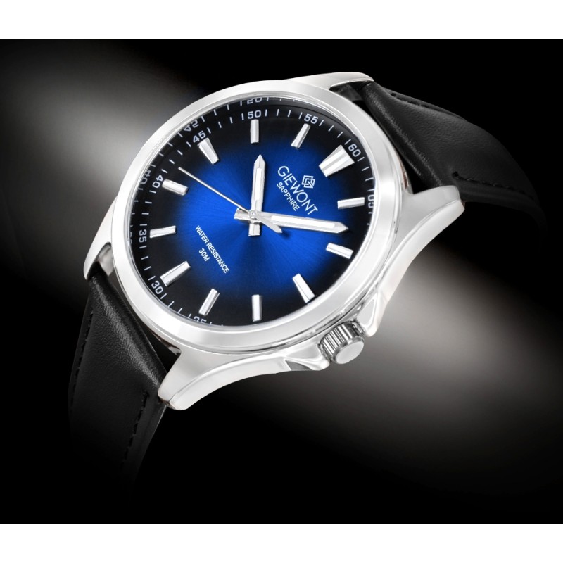 Zegarek Męski Giewont Elegance Sapphire Czarno Niebieski GW5160-A3