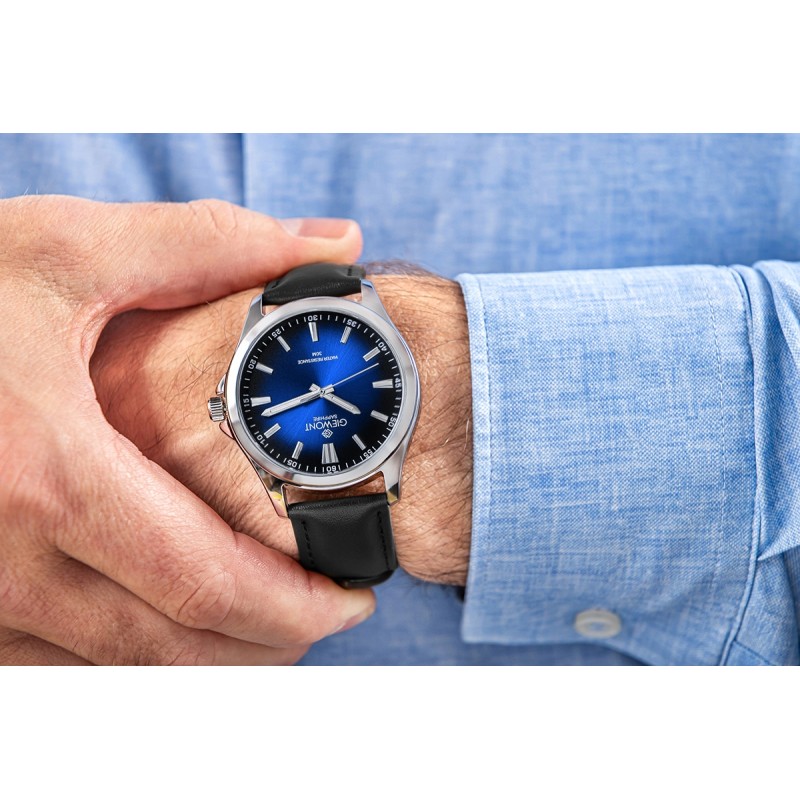 Zegarek Męski Giewont Elegance Sapphire Czarno Niebieski GW5160-A3