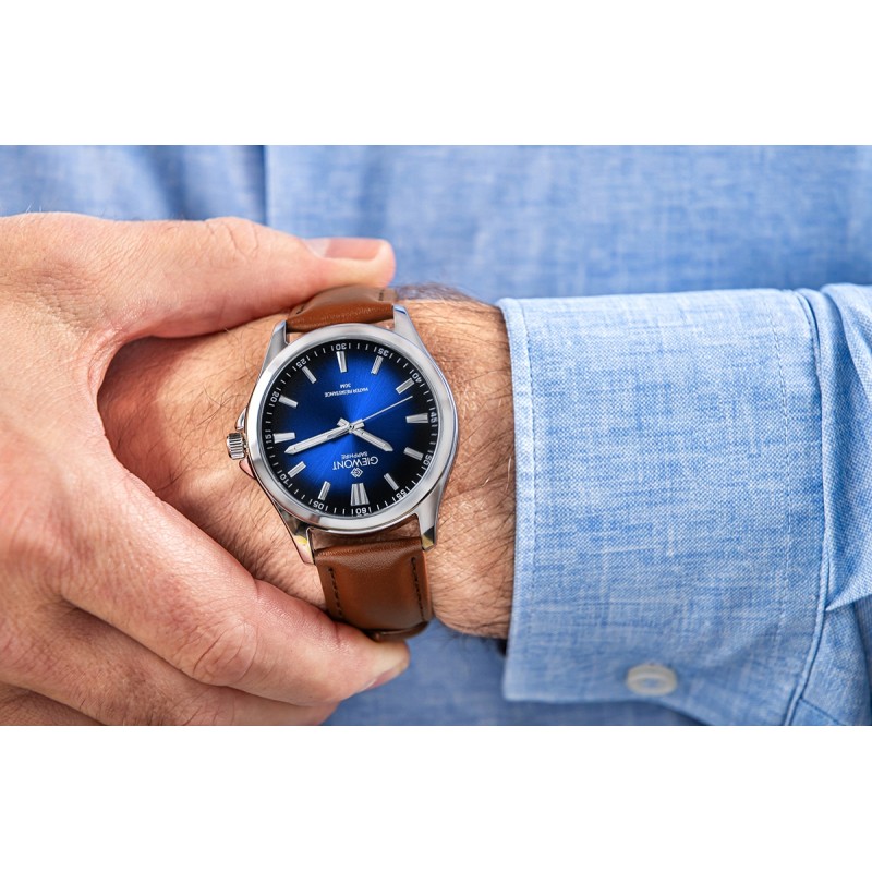 Zegarek Męski Giewont Elegance Sapphire Brązowo Niebieski GW5160-A4