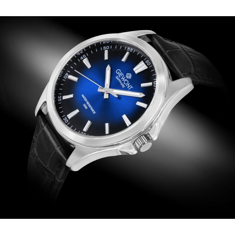 Zegarek Męski Giewont Elegance Sapphire Czarno Niebieski GW5160-A6