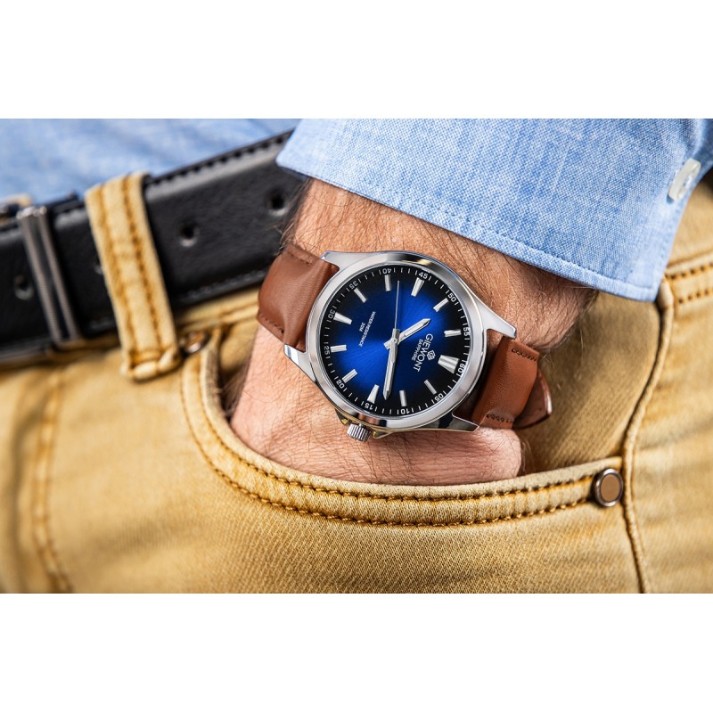 Zegarek Męski Giewont Elegance Sapphire Brązowo Niebieski GW5160-A4