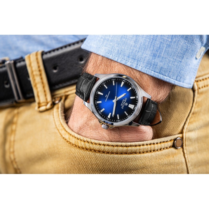 Zegarek Męski Giewont Elegance Sapphire Czarno Niebieski GW5160-A6