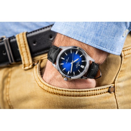 Zegarek Męski Giewont Elegance Sapphire Czarno Niebieski GW5160-A6