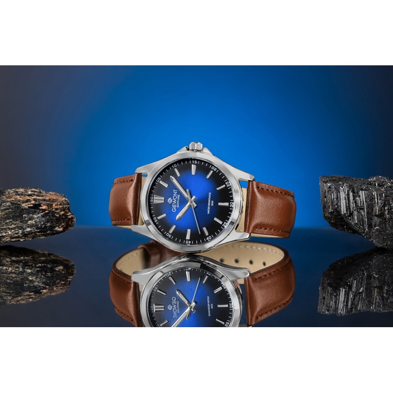 Zegarek Męski Giewont Elegance Sapphire Brązowo Niebieski GW5160-A4
