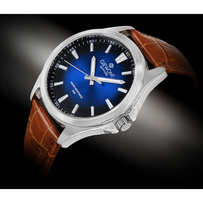 Zegarek Męski Giewont Elegance Sapphire Brązowo Niebieski GW5160-A7