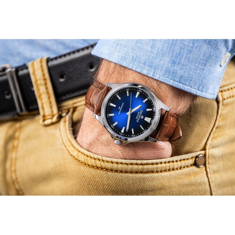 Zegarek Męski Giewont Elegance Sapphire Brązowo Niebieski GW5160-A7
