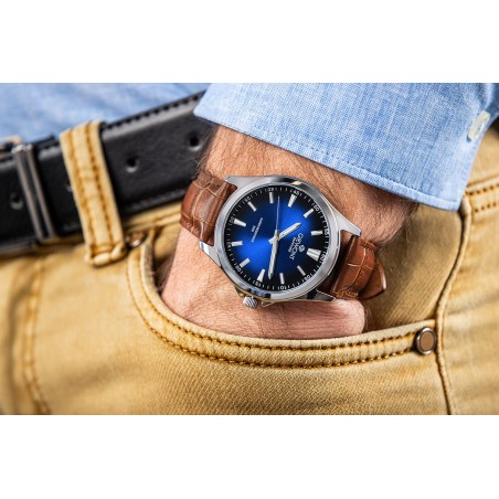 Zegarek Męski Giewont Elegance Sapphire Brązowo Niebieski GW5160-A7