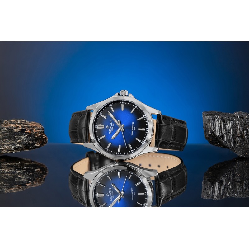 Zegarek Męski Giewont Elegance Sapphire Czarno Niebieski GW5160-A6
