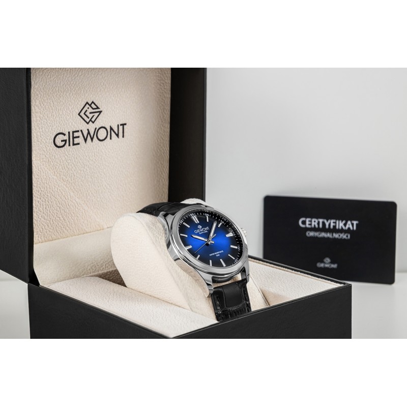 Zegarek Męski Giewont Elegance Sapphire Czarno Niebieski GW5160-A6