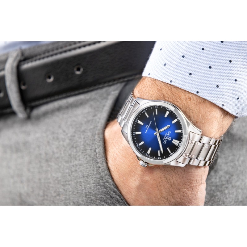 Zegarek Męski Giewont Elegance Sapphire Srebrno Niebieski GW5160-B3