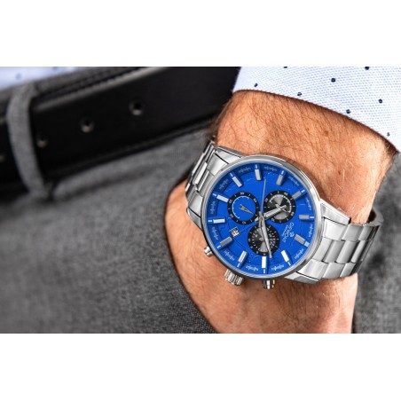 Zegarek Męski Giewont Chronograph Sapphire Srebrno Niebieski GW4580-B3