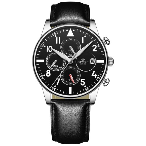 Zegarek Męski Giewont Chronograph Sapphire Czarno Srebrny GW5630-A2