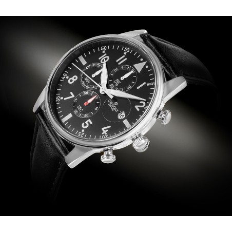 Zegarek Męski Giewont Chronograph Sapphire Czarno Srebrny GW5630-A2