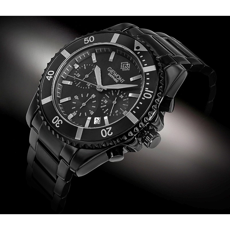 Zegarek Męski Giewont Chronograph Sapphire Czarno Tytanowy GW3970-B1