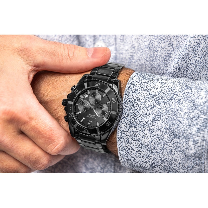 Zegarek Męski Giewont Chronograph Sapphire Czarno Tytanowy GW3970-B1
