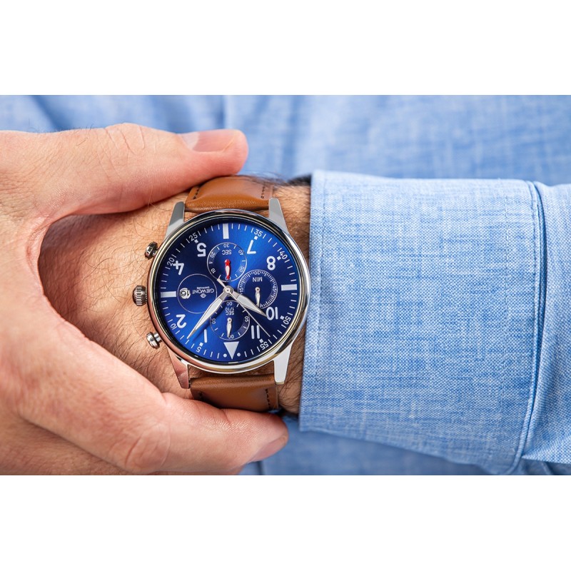 Zegarek Męski Giewont Chronograph Sapphire Brązowo Niebieski GW5630-A6