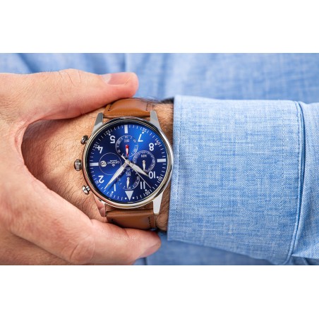 Zegarek Męski Giewont Chronograph Sapphire Brązowo Niebieski GW5630-A6