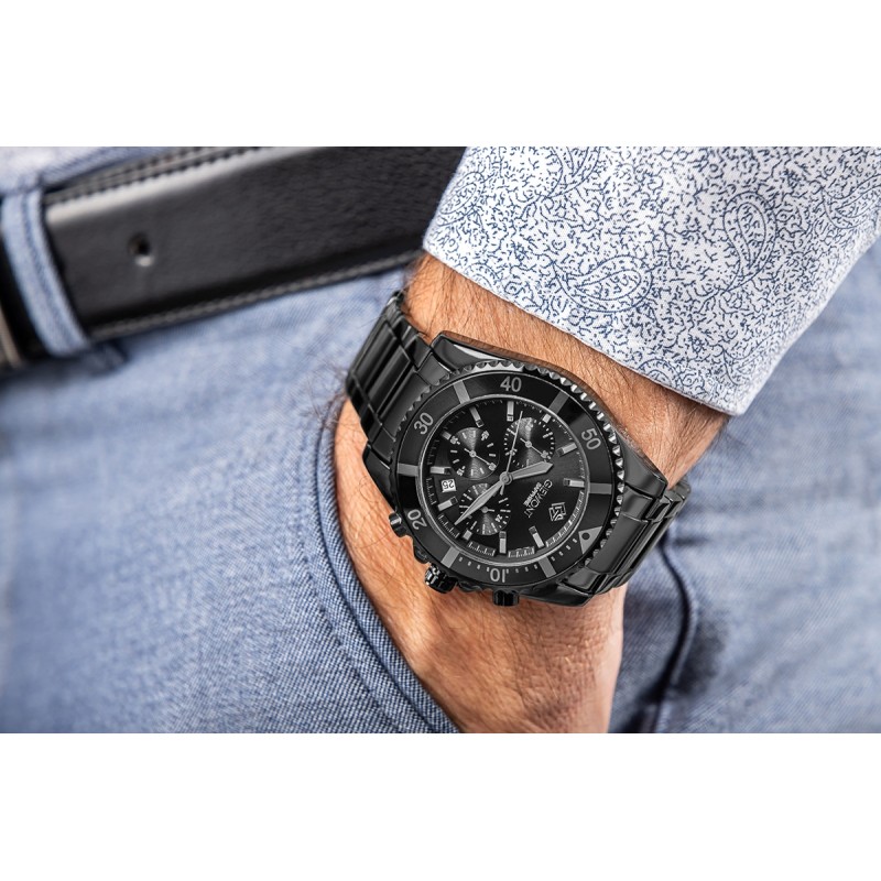 Zegarek Męski Giewont Chronograph Sapphire Czarno Tytanowy GW3970-B1