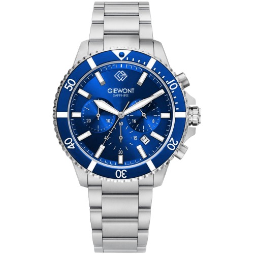 Zegarek Męski Giewont Chronograph Sapphire Srebrno Niebieski GW3970-B3
