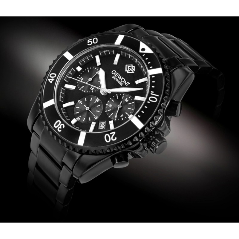Zegarek Męski Giewont Chronograph Sapphire Czarny GW3970-B4