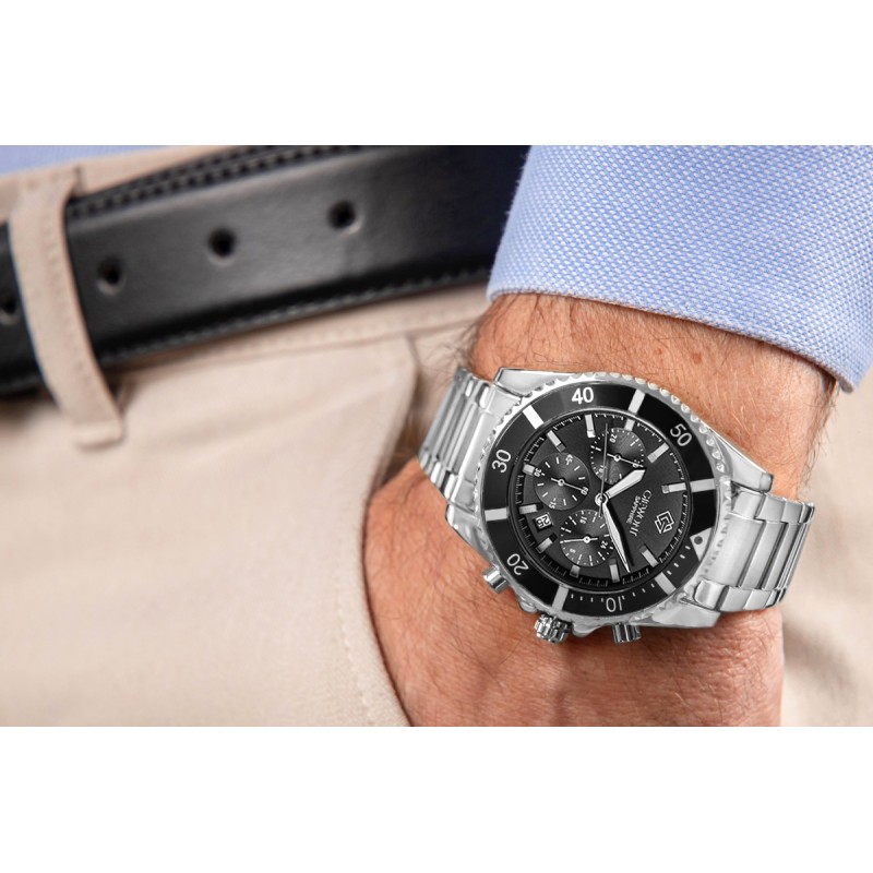 Zegarek Męski Giewont Chronograph Sapphire Srebrny GW3970-B2