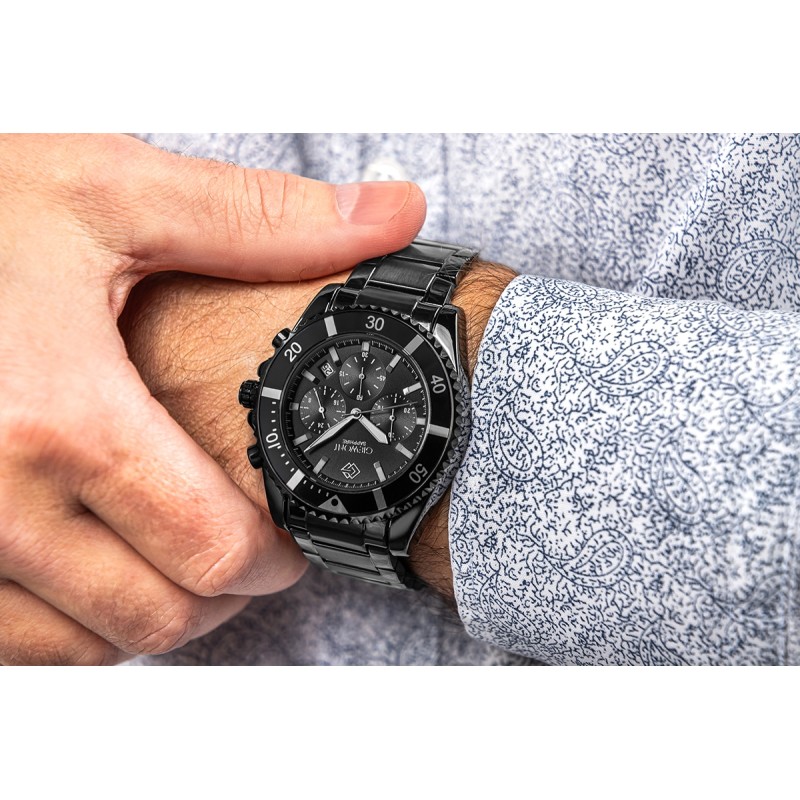 Zegarek Męski Giewont Chronograph Sapphire Czarny GW3970-B4