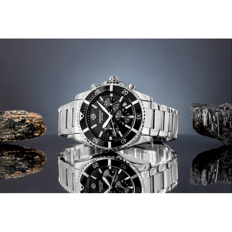 Zegarek Męski Giewont Chronograph Sapphire Srebrny GW3970-B2