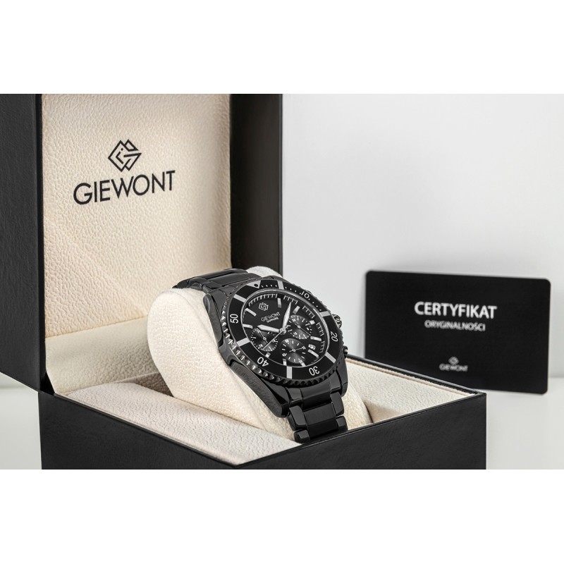 Zegarek Męski Giewont Chronograph Sapphire Czarny GW3970-B4
