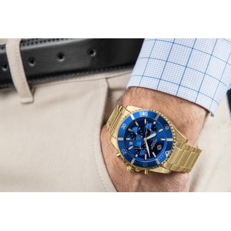 Zegarek Męski Giewont Chronograph Sapphire Złoto Niebieski GW3970-B6