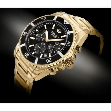 Zegarek Męski Giewont Chronograph Sapphire Złoto Czarny GW3970-B7