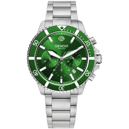 Zegarek Męski Giewont Chronograph Sapphire Srebrno Zielony GW3970-B8